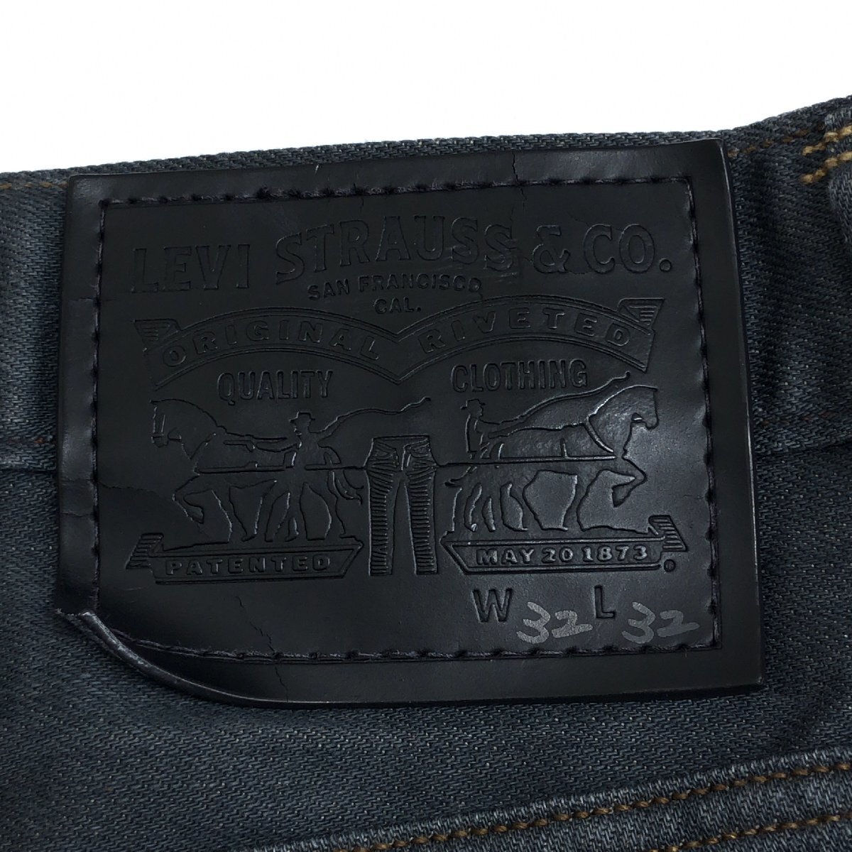 ●Levi’s リーバイス 牛革パッチ ストレッチ カラーデニム パンツ 32 w82 ダークグレー系 ジーンズ アメカジ 国内正規品 メンズ 紳士の画像3