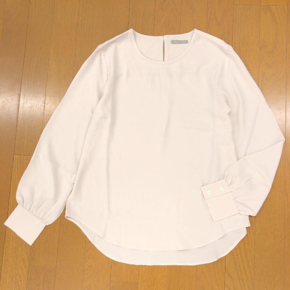 美品 Theory luxe セオリーリュクス シフォン シアー プルオーバー カットソー 38(M) グレージュ系 日本製 シャツ ブラウス シースルーの画像1