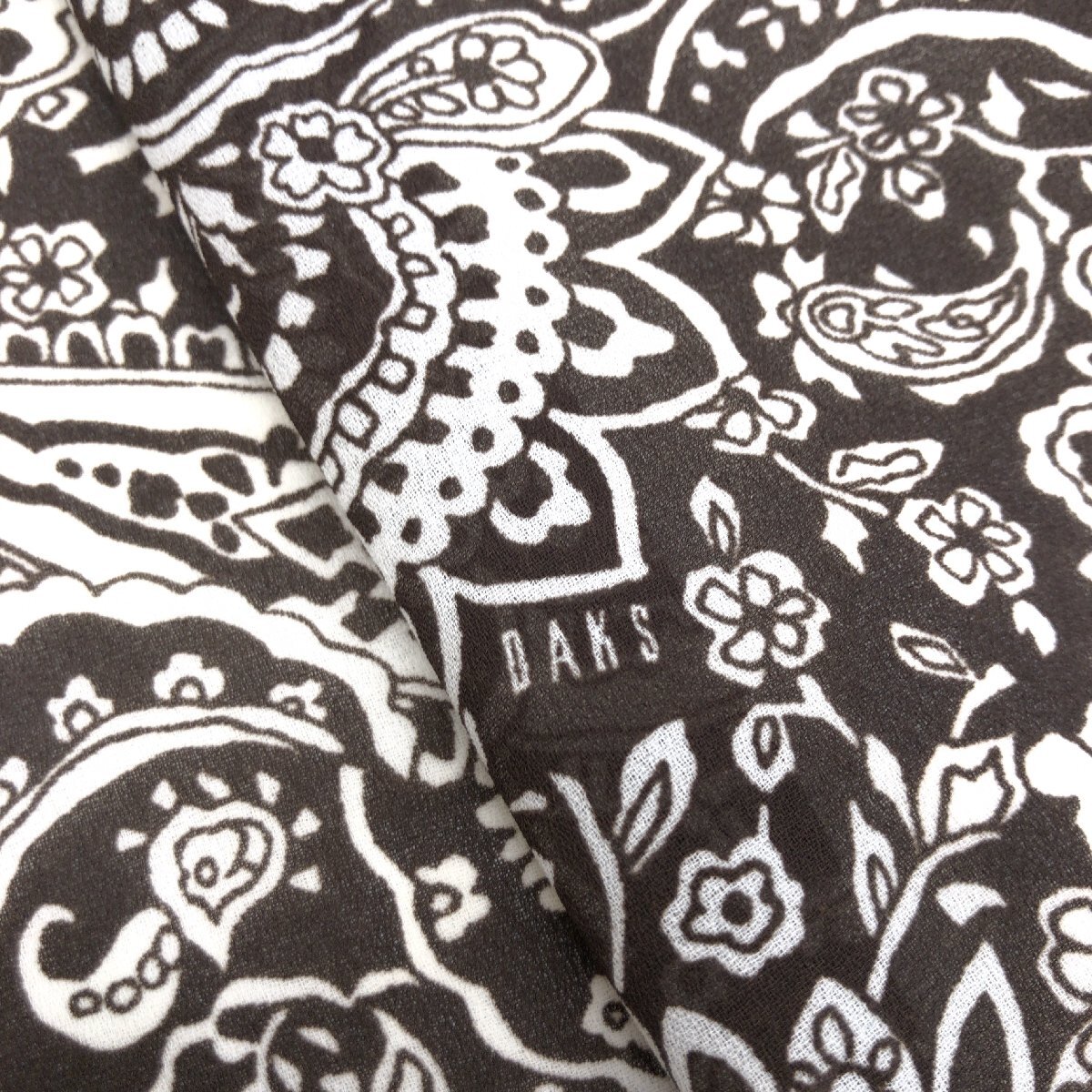 美品 DAKS ダックス ペイズリー柄 レイヤード プリーツスカート 40(L) w70 ダークブラウン系 日本製 ミモレ丈 フレアスカート 三共生興の画像7