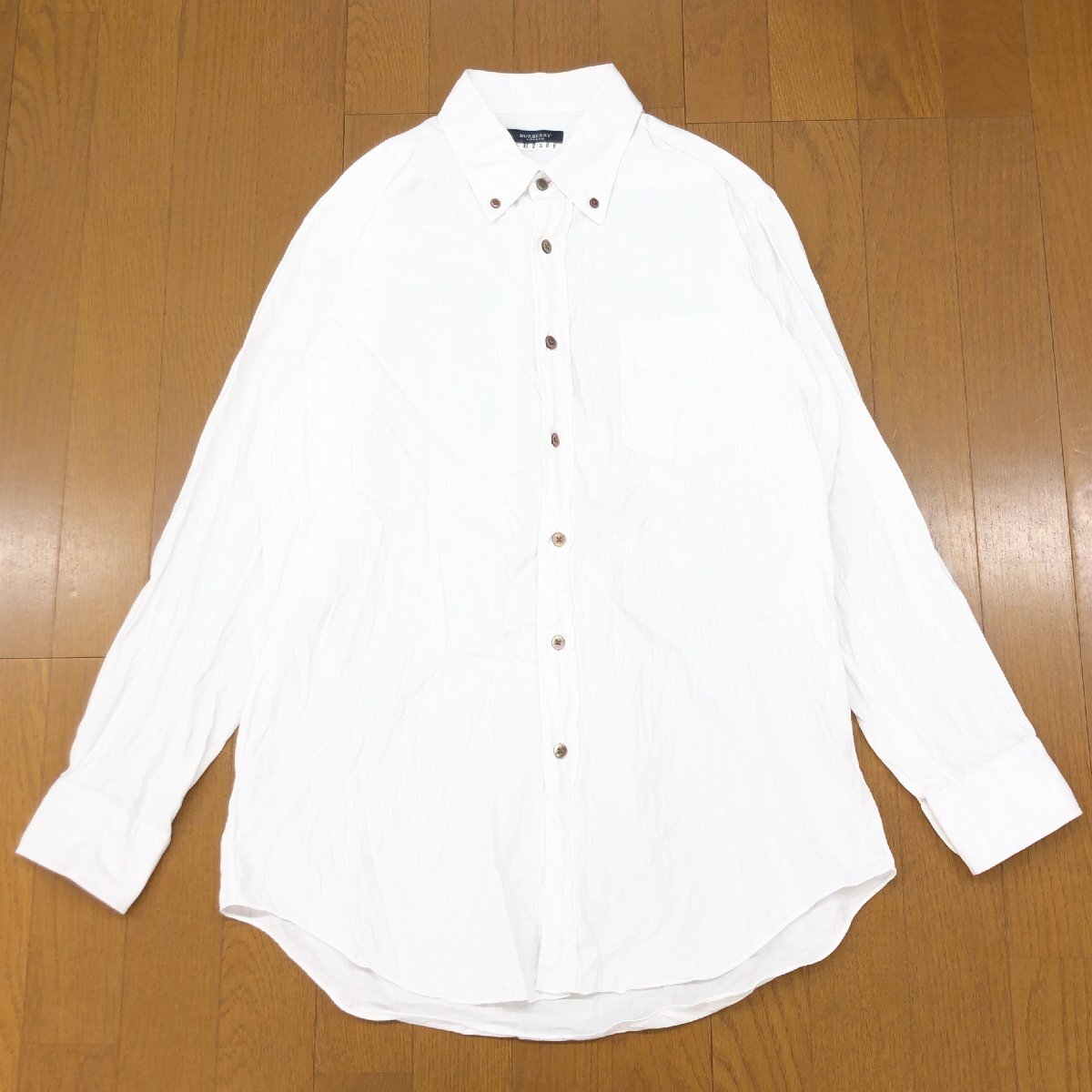 BURBERRY LONDON バーバリーロンドン ホース刺繍 B.D. ドレスシャツ M相当 白 ホワイト 長袖 ワイシャツ カッターシャツ 日本製 国内正規品の画像1
