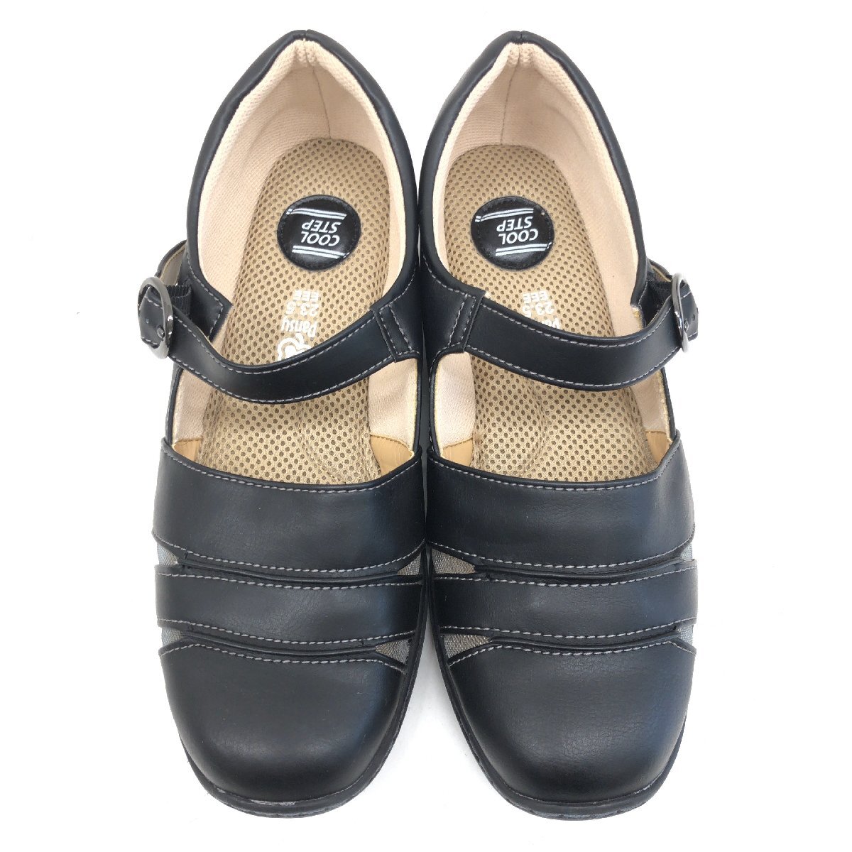 ●PANSY パンジー クールステップ 吸水速乾 エコレザー コンフォート シューズ 23.5cm EEE 黒 ブラック パンプス オフィスシューズ 健康靴の画像2