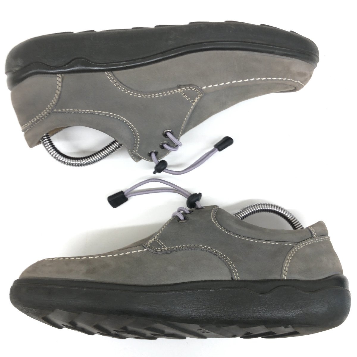 ●ARUKURUN アルクラン 牛革 ヌバックレザー ウォーキングシューズ 24.5cm グレー スニーカー コンフォート 革靴 健康靴 日本製 メンズ_画像7