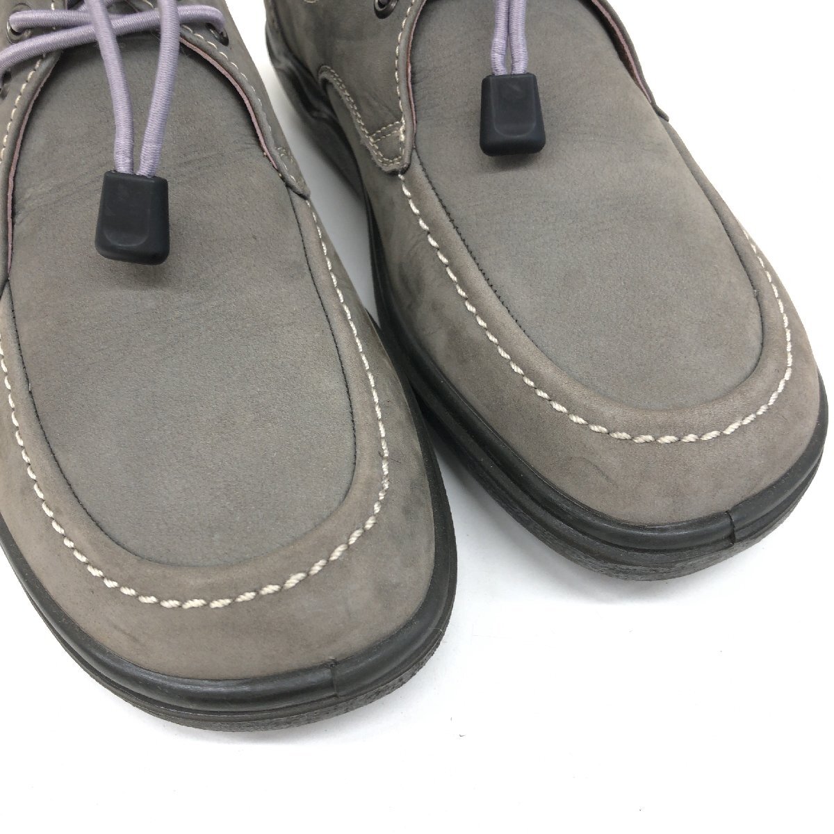 ●ARUKURUN アルクラン 牛革 ヌバックレザー ウォーキングシューズ 24.5cm グレー スニーカー コンフォート 革靴 健康靴 日本製 メンズの画像9