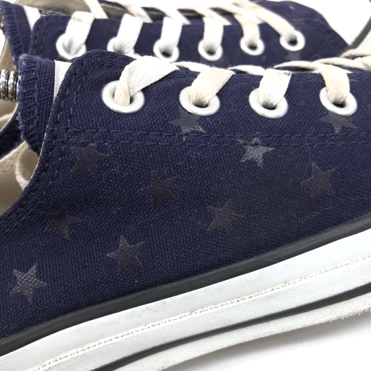 ●CONVERSE コンバース オールスター スター 星柄 キャンバス ローカット スニーカー 24.5cm 紺 ネイビー ALL STAR レディース 女性用 婦人_画像10