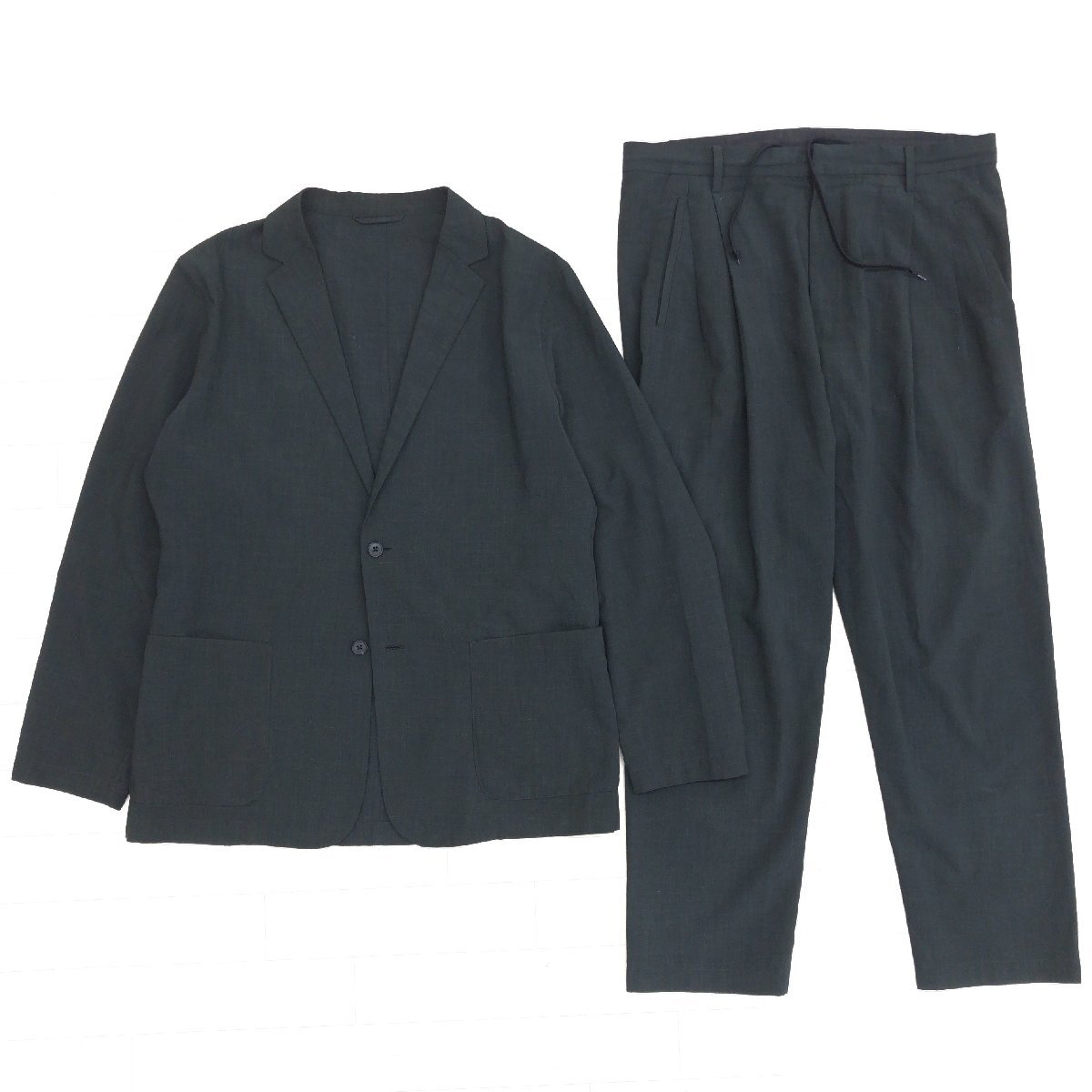 *UNITED ARROWS GLR United Arrows Komatsu ..rumi let wool relax suit top and bottom setup XL black series extra-large large 2L LL