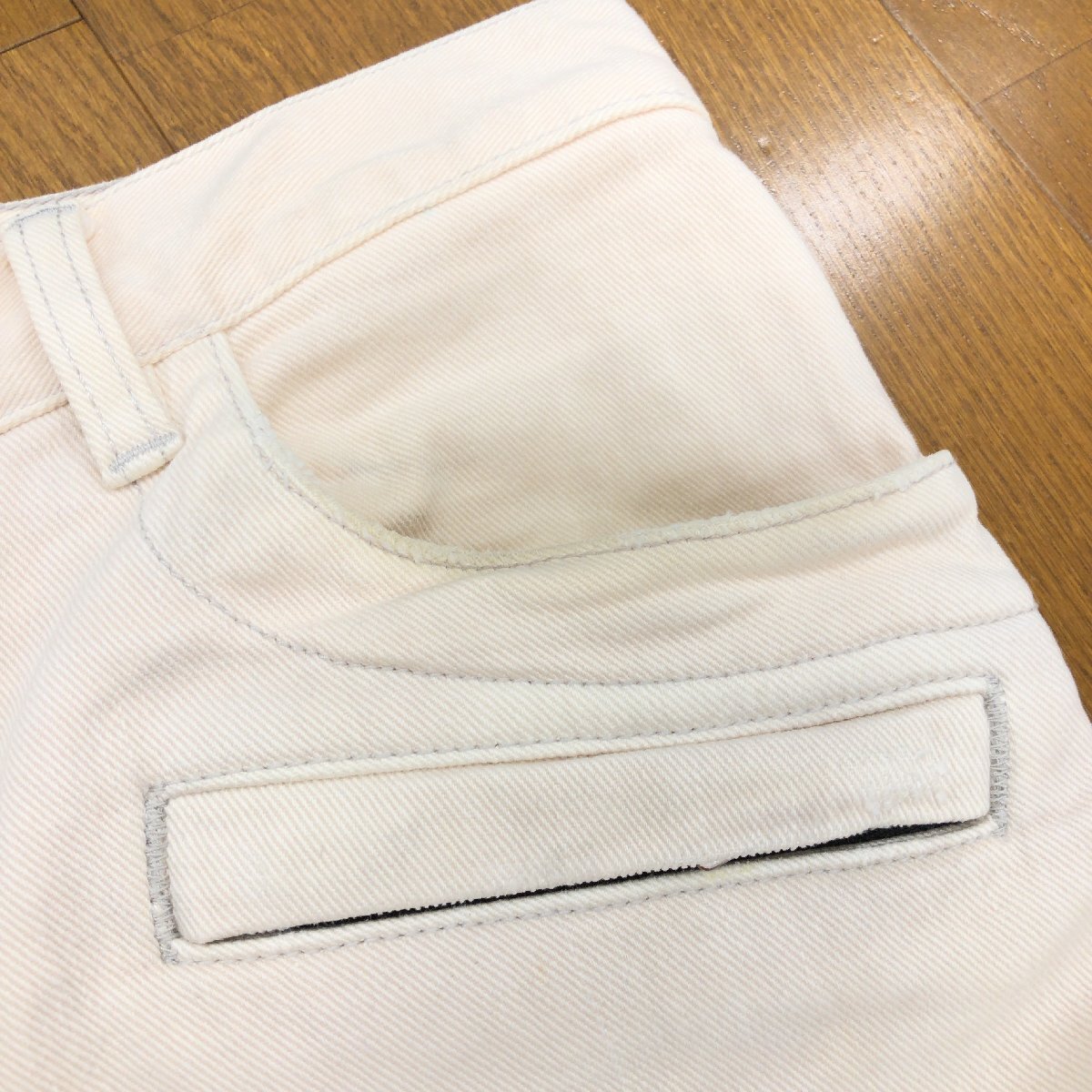 *BALMAIN Balmain USED обработка стрейч Biker Denim брюки 27 w78 слоновая кость джинсы обтягивающий брюки сделано в Японии внутренний стандартный товар мужской 