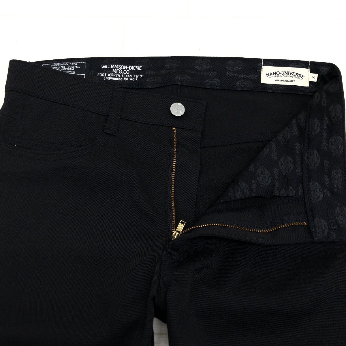 美品 Dickies×NANO UNIVERSE ディッキーズ ナノユニバース TCツイル ストレッチ スキニー ワークパンツ S w76 黒 ブラック チノパンツの画像8