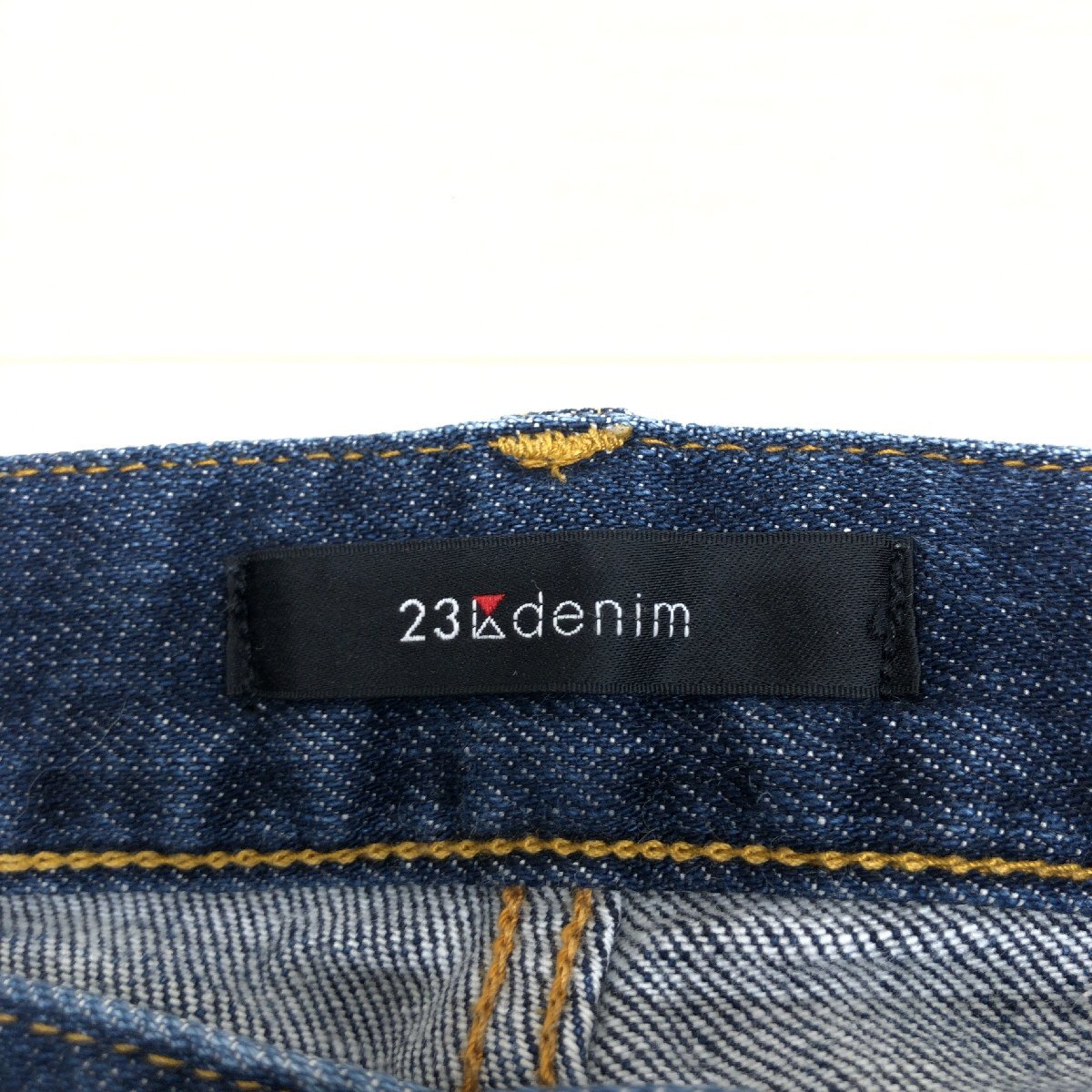 23区 denim ニジュウサンク USED加工 ストレッチ ゆったり ストレート デニム パンツ 40(L) w82 濃紺 インディゴ ジーンズ レディースの画像3