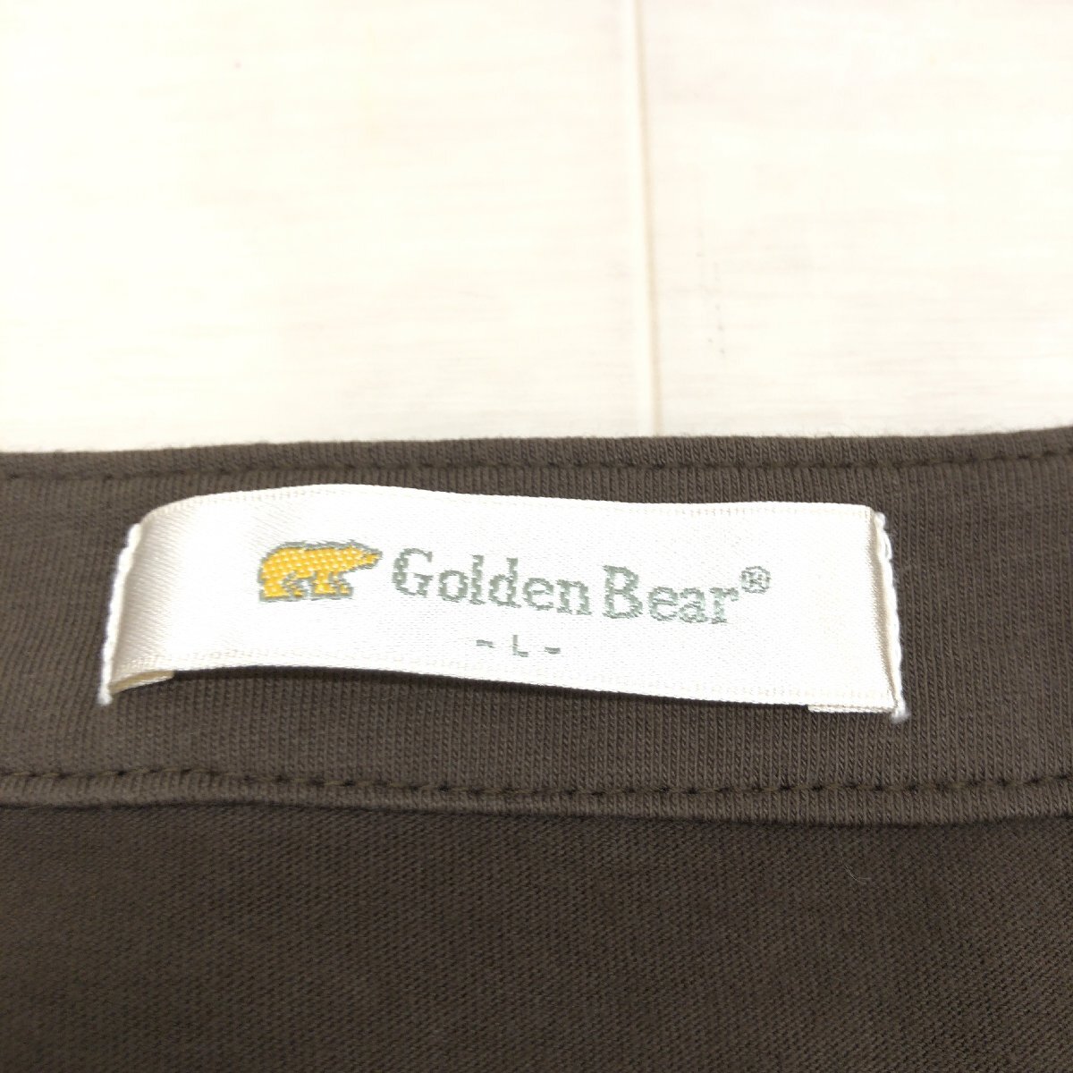 Golden Bear ゴールデンベア 切替デザイン ペイズリー フレア カットソー L ライトグリーン系×ダークブラウン ロンT Tシャツ 七分袖の画像3