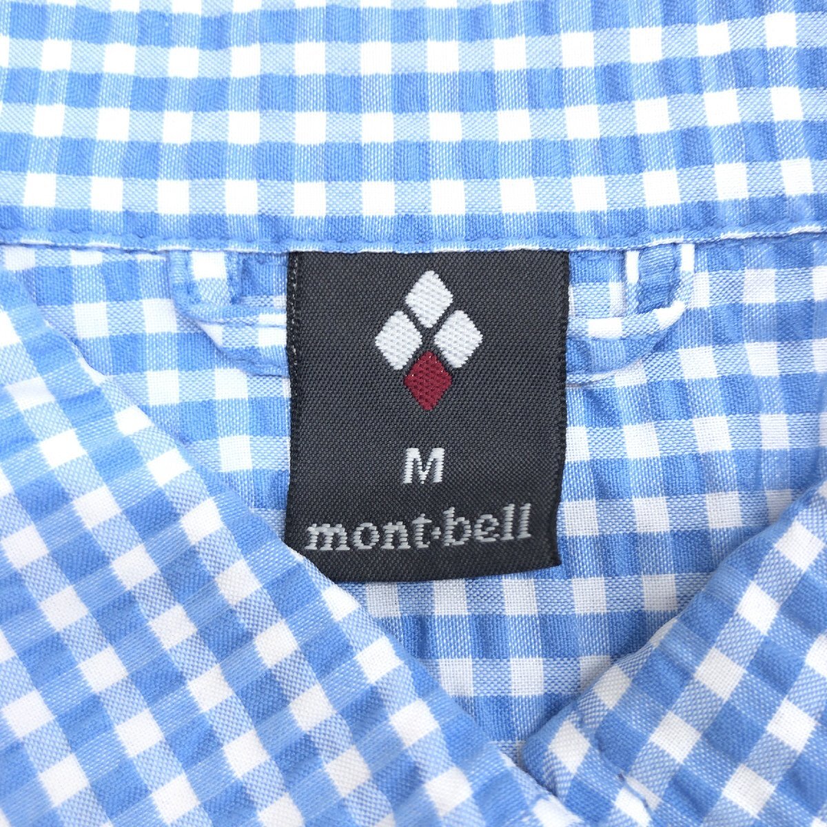 美品 mont-bell モンベル #1104950 定価5,616円 WIC ドライタッチ ロングスリーブ チェックシャツ M ライトブルー系 ブラウス アウトドアの画像3