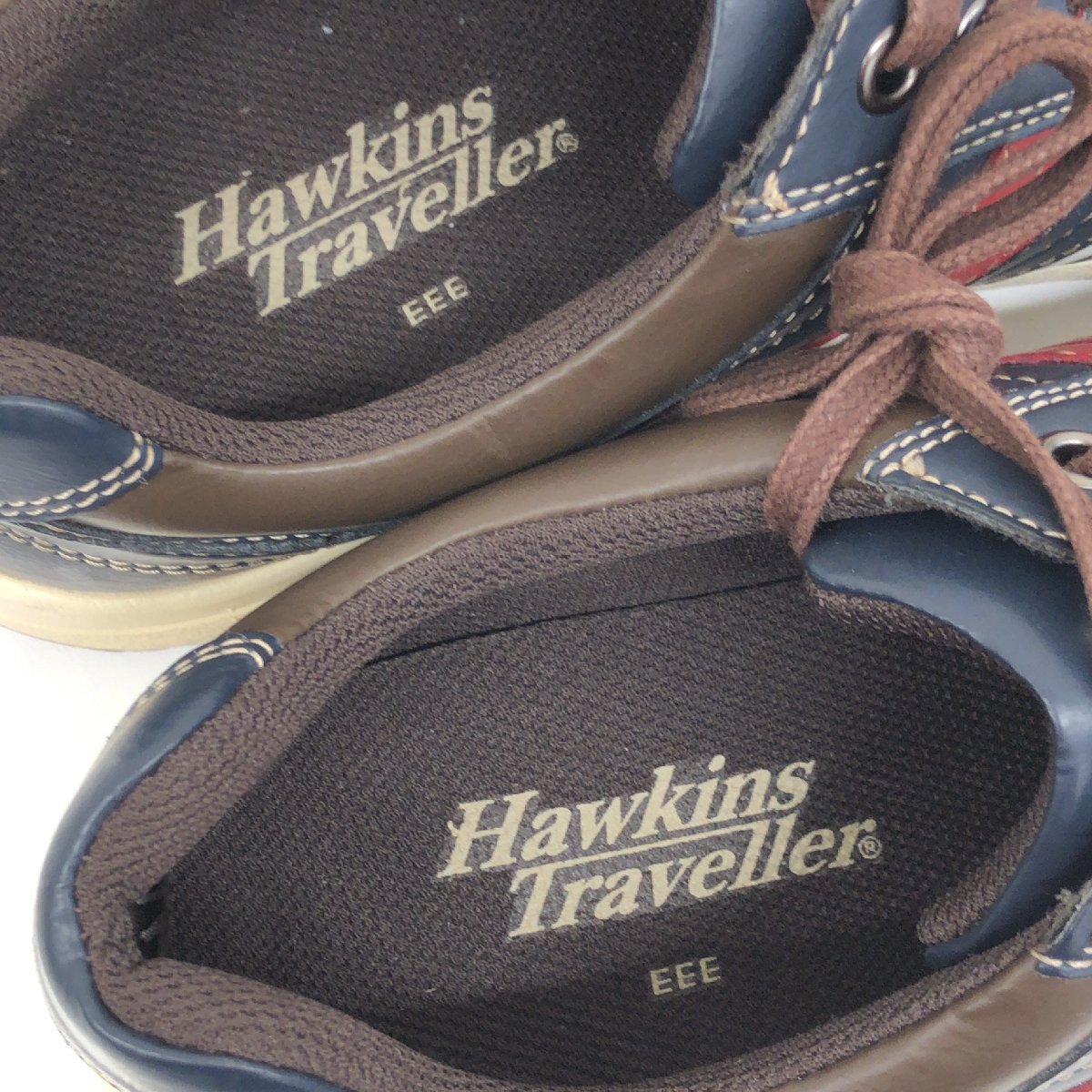 ●Hawkins Traveller ホーキンス 軽量 エコレザー スニーカー 24.5cm 紺 ネイビー レザースニーカー カジュアルシューズ 革靴 防滑 メンズの画像5