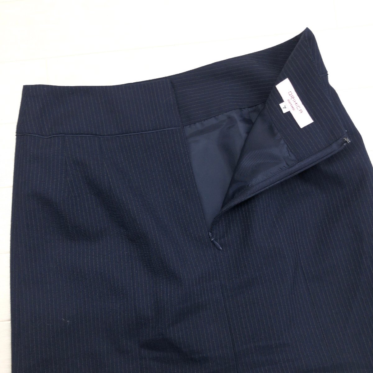 ●ORIHICA RHYME オリヒカ ウォッシャブル 1B スカートスーツ 7(S) 濃紺 ネイビー ジャケット 七分袖 春夏用 国内正規品 レディース 女性用の画像7