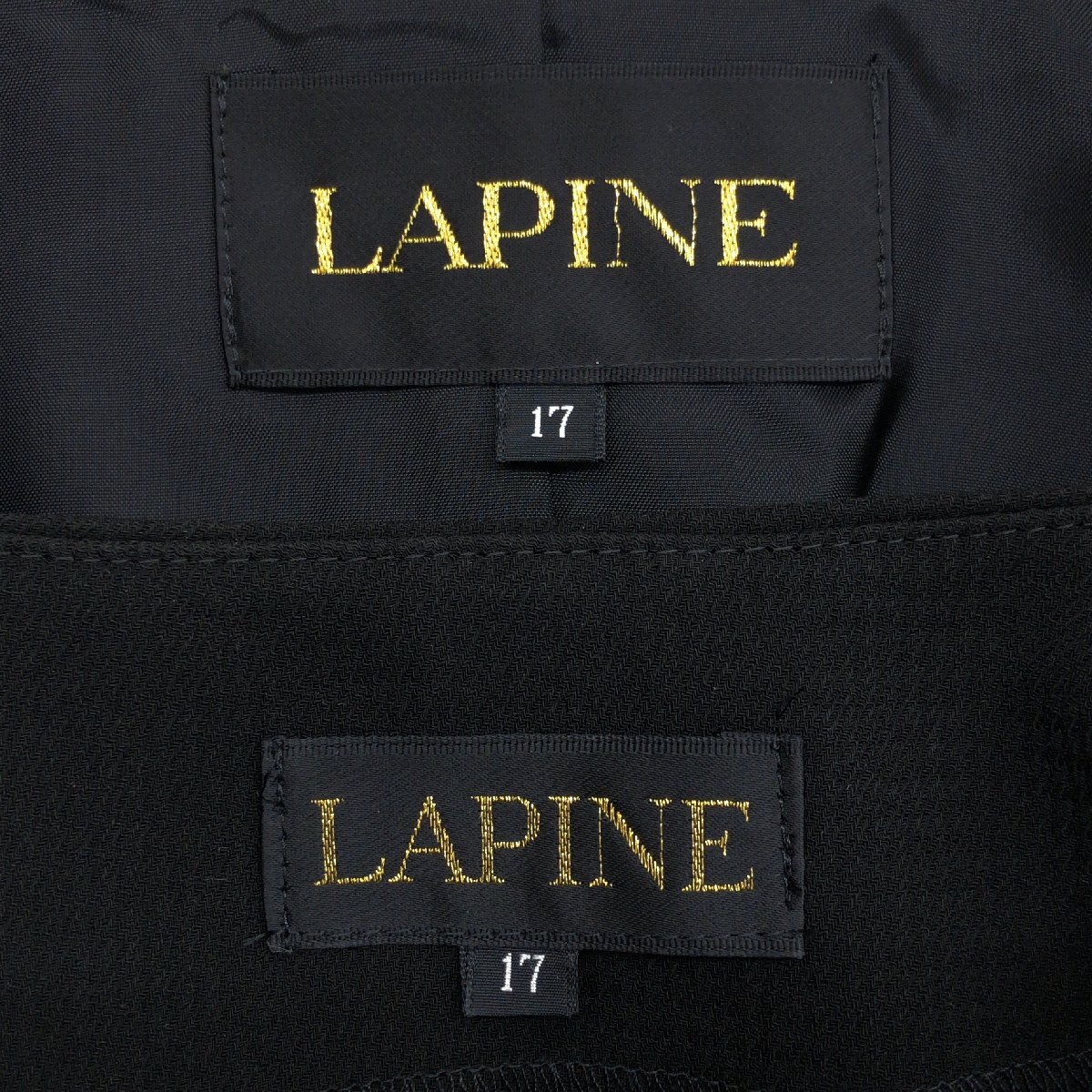 ●LAPINE ラピーヌ 3ピース フォーマルスーツ 上下セットアップ 17(3XL) 黒 ブラック ロングスカート ゆったり 大きいサイズ 4L 日本製_画像3