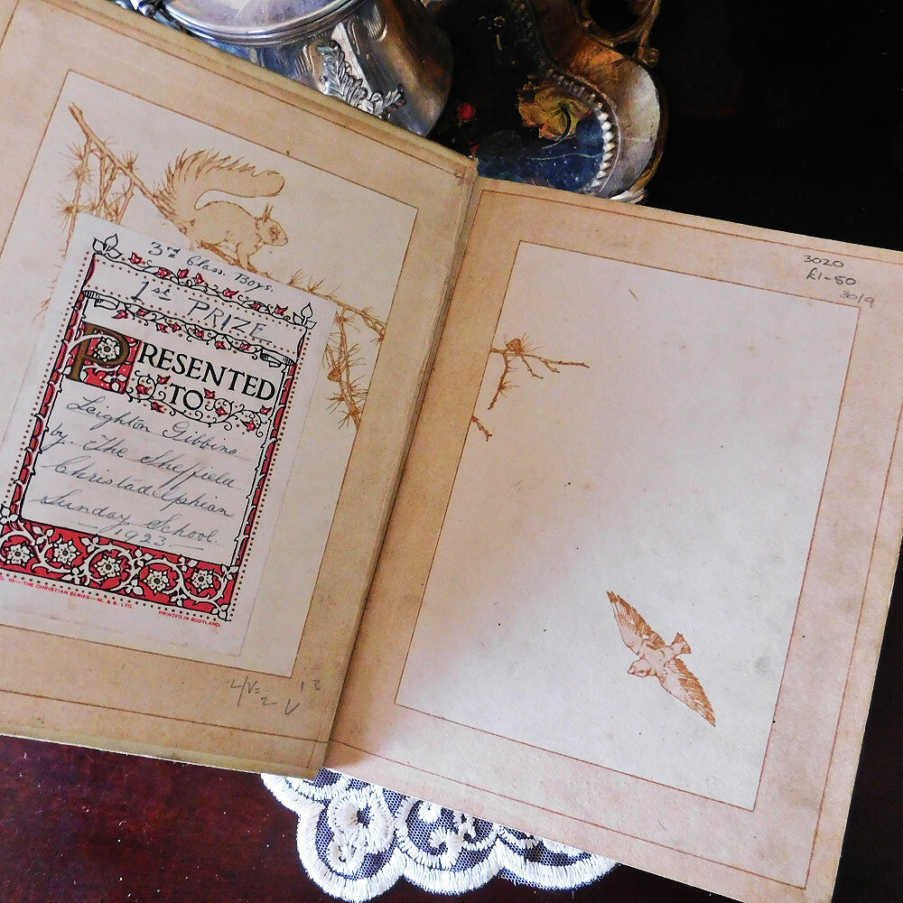 *゜+ 20世紀 可愛らしいリスの古書 英国 アンティークブック ヴィンテージ本 洋書 アンティーク イギリス シャビーシック 動物の画像5