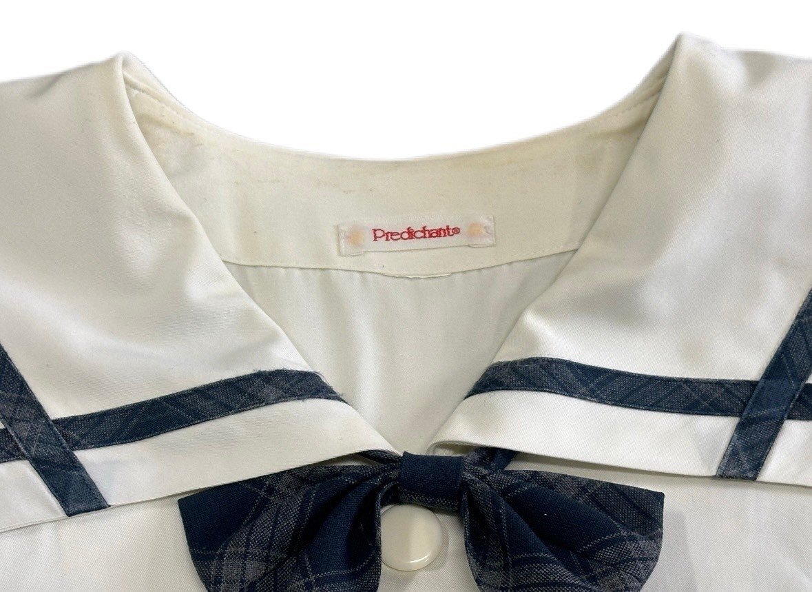 [岡山南高等学校]女子制服 夏セーラー服 スカート リボン 170A W63 旧型 半袖シャツ 中古品_画像3