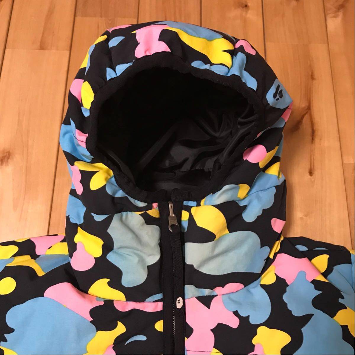 * reversible * multi duck down jacket lady's tall size a bathing ape bape cotton candy camo multi Ape Bape kanye