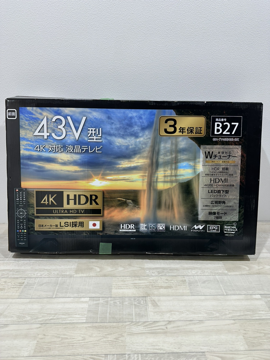 ★43V 4K対応 液晶テレビ GREEN HOUSE GH-TV438GE-BK 22年製★の画像1