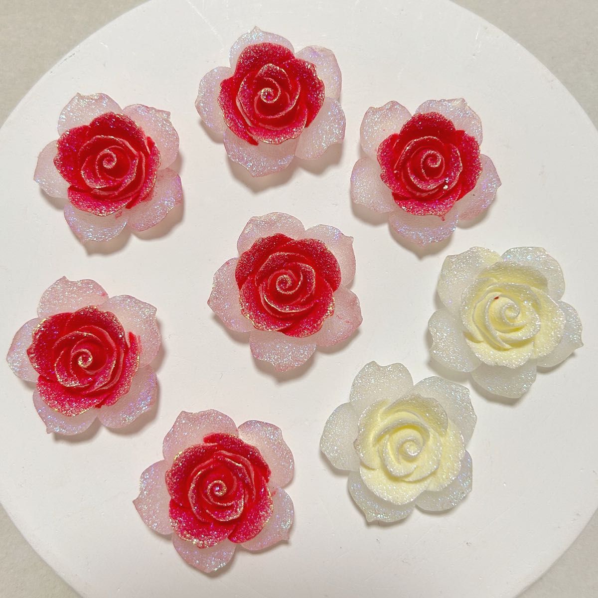 8P33mmフラワー大きめなお花バラパーツローズ3D立体DIYデコパーツアクセサリー作り薔薇 手芸 ハンドメイド飾り素材 材料資材