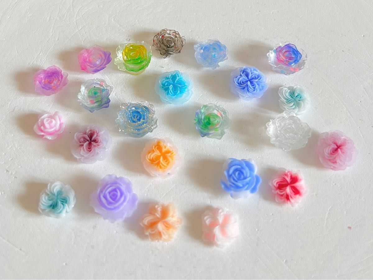 50P8mm 9mm10mmほど蓄光花パーツMIXフラワー夜光3D立体椿薔薇ローズDIY手芸材料光るネイルパーツハンドメイド素材