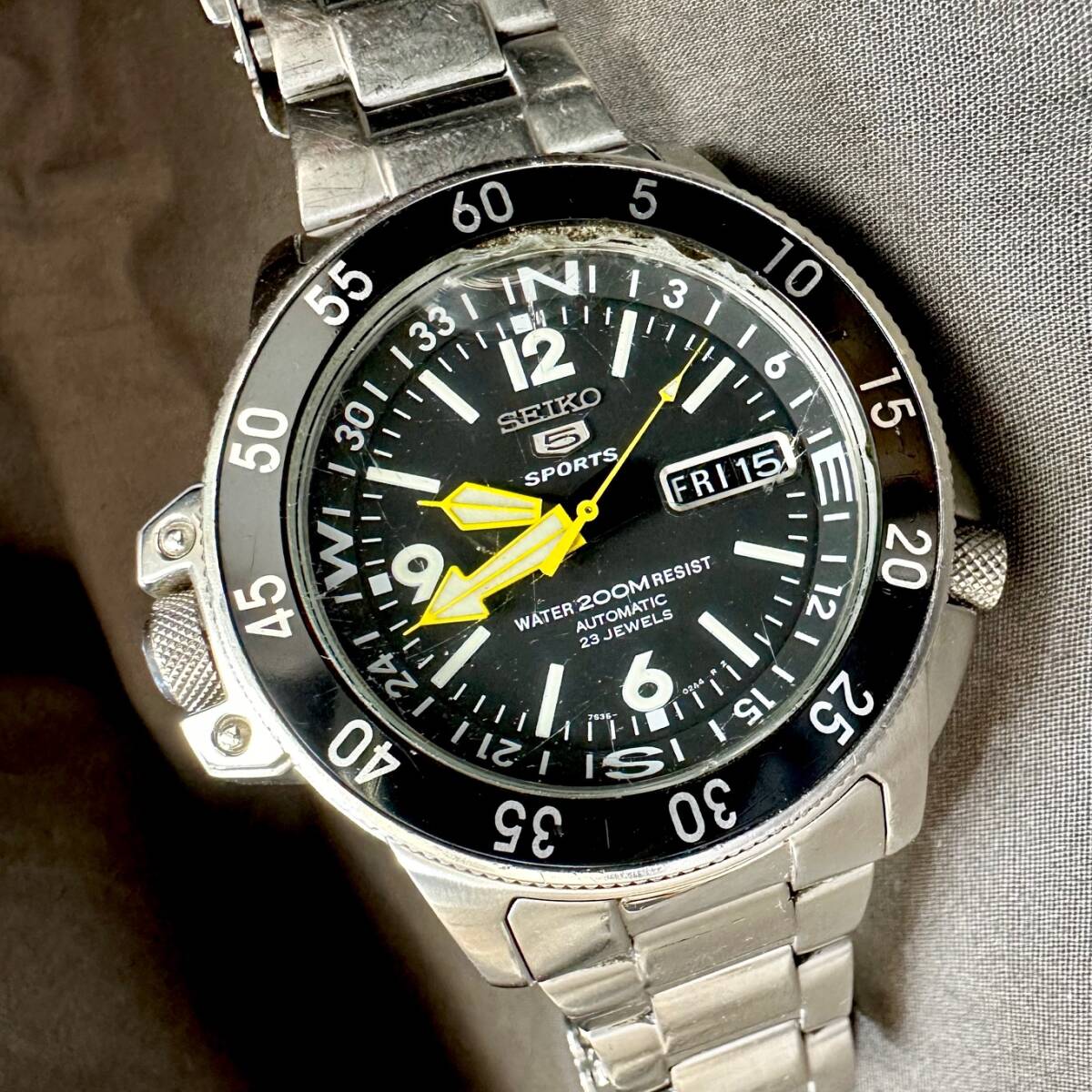 ◆SEIKO セイコー 5SPORTS 5スポーツ 7S36-01E0 SS 自動巻き ダイバー メンズ腕時計 稼働品の画像1