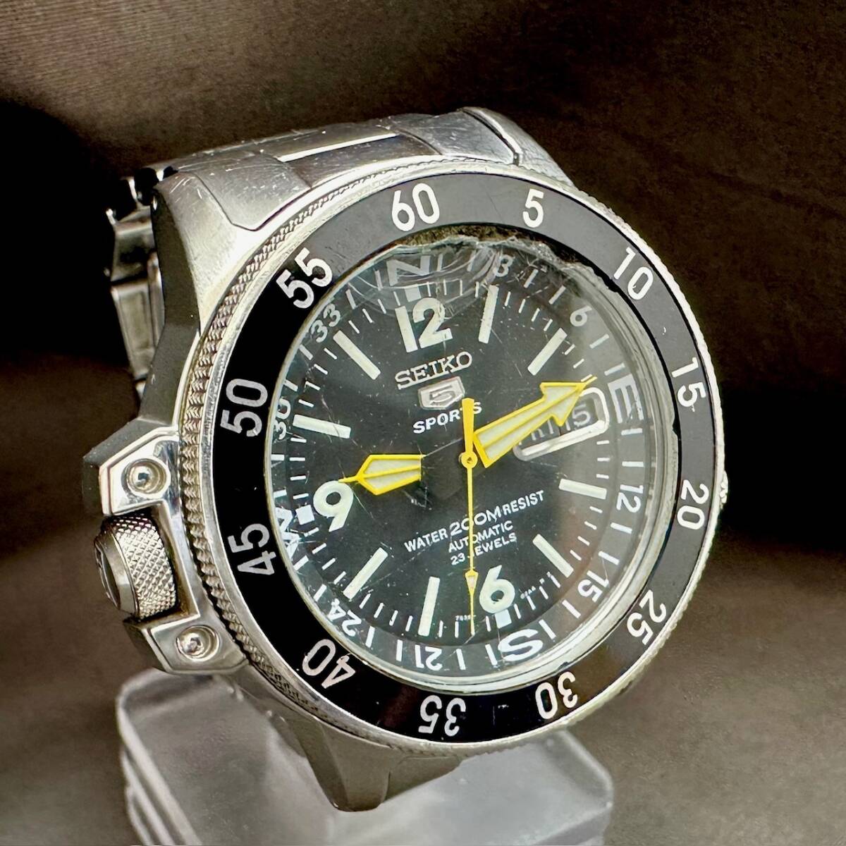 ◆SEIKO セイコー 5SPORTS 5スポーツ 7S36-01E0 SS 自動巻き ダイバー メンズ腕時計 稼働品の画像3