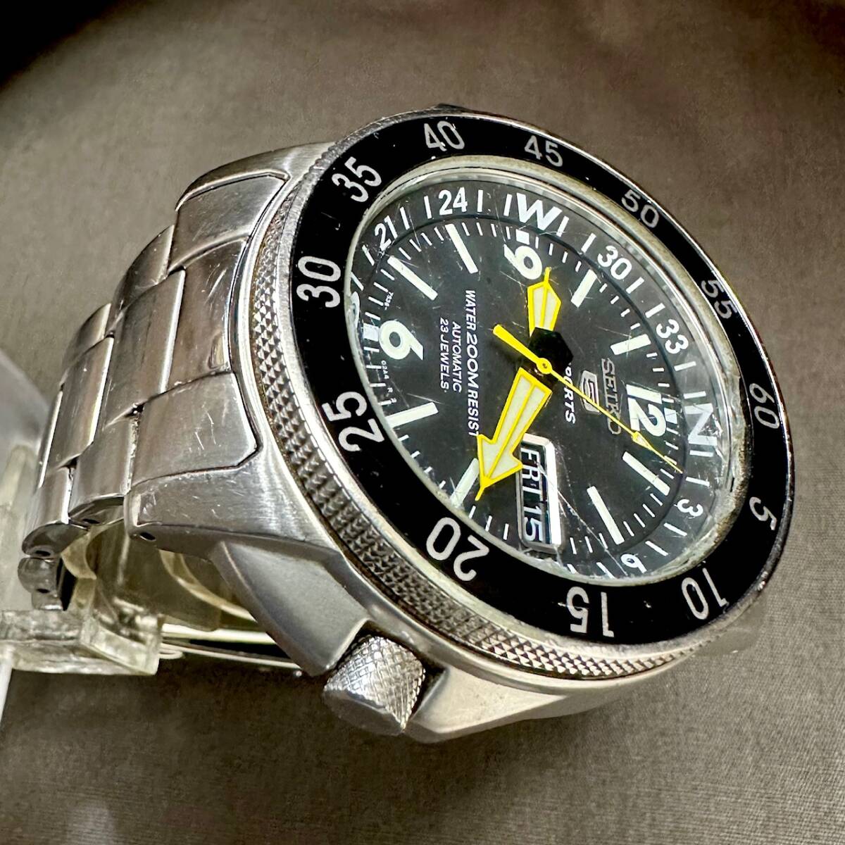 ◆SEIKO セイコー 5SPORTS 5スポーツ 7S36-01E0 SS 自動巻き ダイバー メンズ腕時計 稼働品の画像6