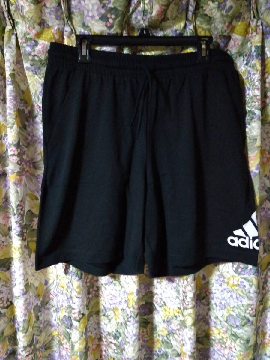 2XL/黒/新品/adidas アディダス/メンズ 薄手 ハーフパンツ エッセンシャルズ ロゴショーツ XXL 3L エアロレディ 大きいサイズ 春夏用_まえ