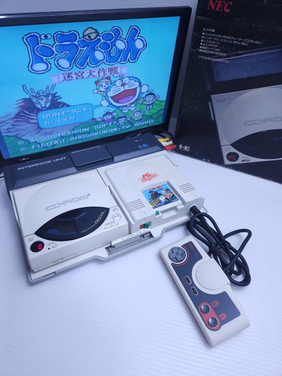 美品 動作品 NEC PC Engine PCエンジン PI-TG001 本体 コントローラー レトロゲーム CD-ROM2+インターフェイスユニット箱付セット(M-82)の画像2