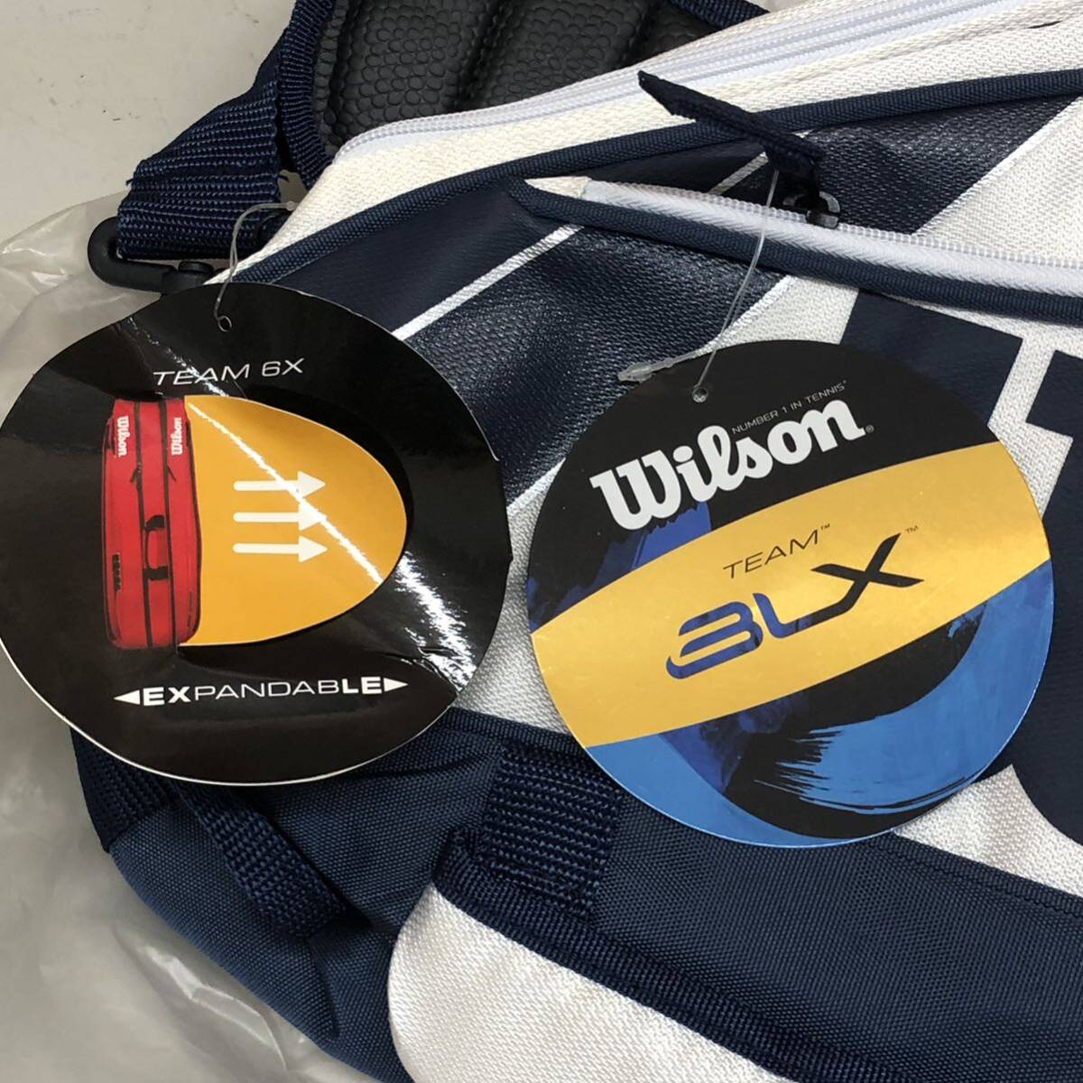 15 Wilson BLX TEAM white navy blue racket bag used unused long-term keeping goods tennis tennis bag racket 