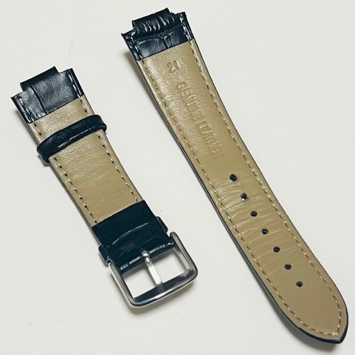 [社外品] ルイヴィトン タンブール 腕時計 クロコ型押し レザーベルト ブラック 中古品