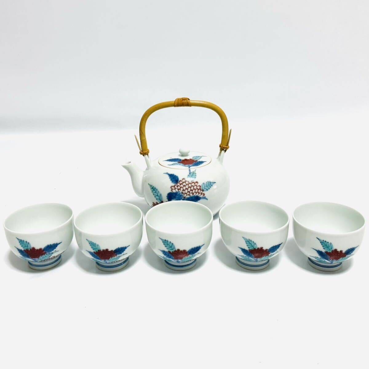 今泉今右衛門 錦 藤袴模様茶器 急須 茶注 汲出碗 湯呑 5客 茶器 今泉今右衛門 錦 藤袴模様茶器 急須 茶注 汲出碗 湯呑 5客 茶器