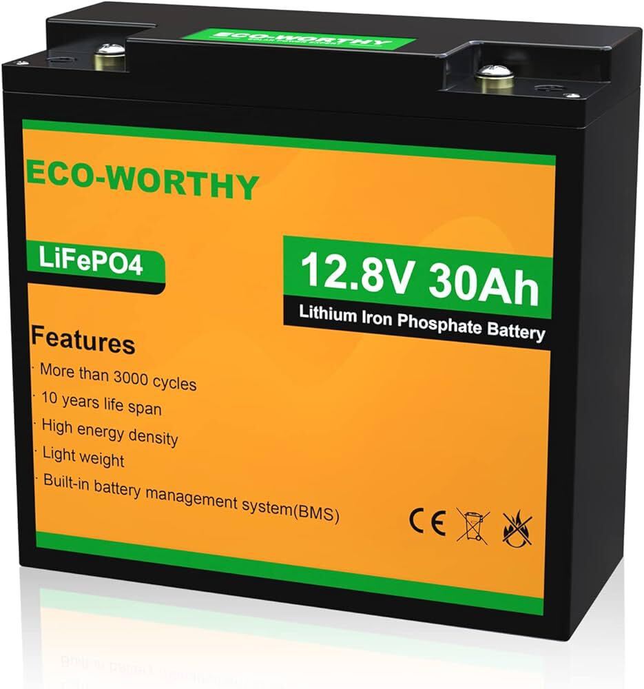 ECO-WORTHY リチウムイオンバッテリー 12V 30AH 284Wh バッテリー リン酸鉄 リチウム電池 lifepo4 ディープサイクル 3000回 BMS保護 RV