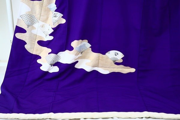 【着物フィ】引きづり 引き振袖 舞台衣装 踊り 紫色 身丈2m13cm 化繊 舞踊 袷 仕立て上がり 15885の画像3