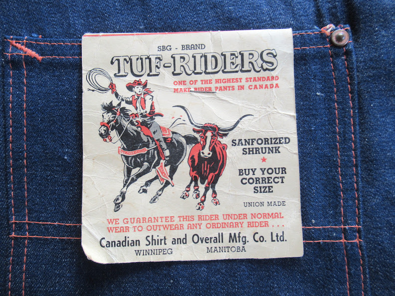 50's Vintage Dead Stock TUF-RIDERS Cowdoy Pants MADE IN CANADA W36 L30/ビンテージ/デットストック/フィフテーズ／ペインター/ワーク_画像2