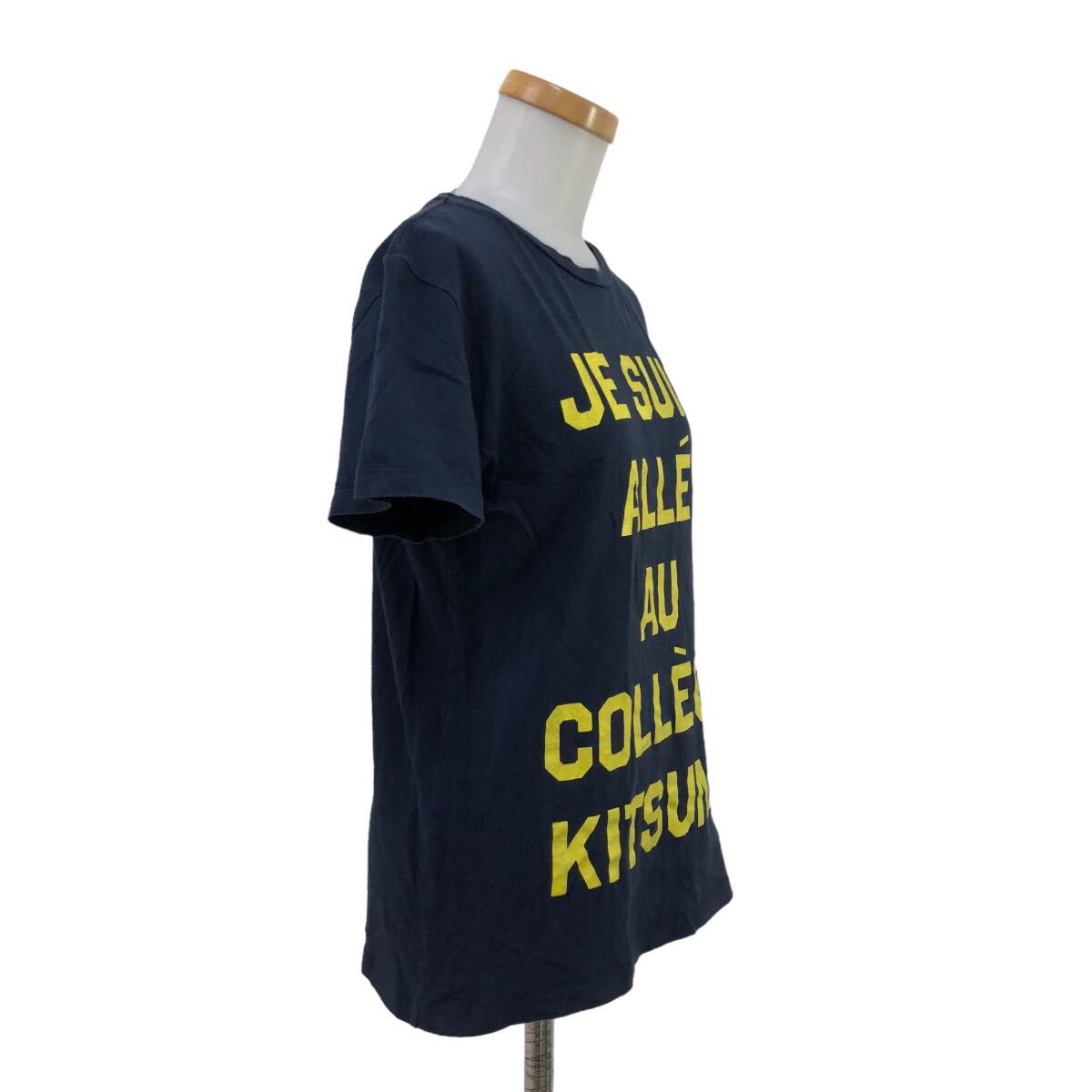 B379 KITSUNE TEE キツネティー 半袖 Tシャツ シャツ カットソー クルーネック トップス プリント コットン 100% ネイビー レディース XS_画像4