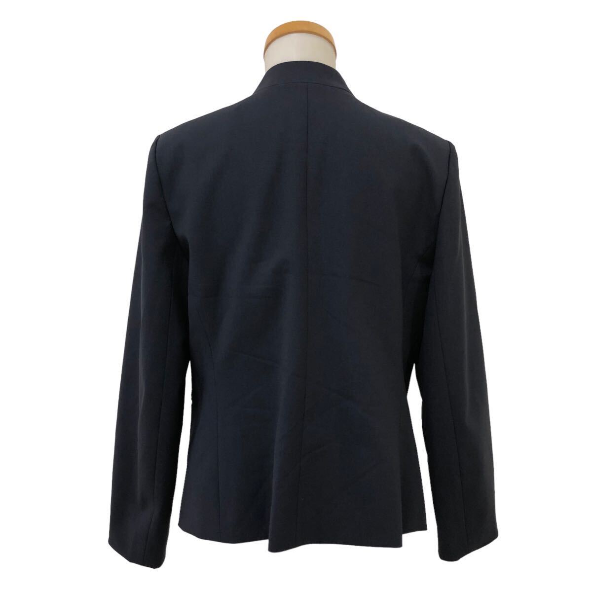 B382 theory セオリー ノーカラージャケット ジャケット アウター 上着 羽織り 長袖 ウール ネイビー 紺 レディース 8 日本製の画像5