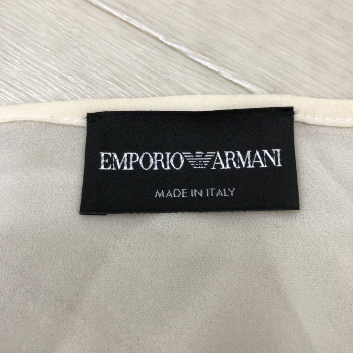 B382-90 イタリア製 EMPORIO ARMANI エンポリオアルマーニ シルク 100% シャツ ブラウス プルオーバー トップス 半袖 透け感 バイカラー 42_画像10