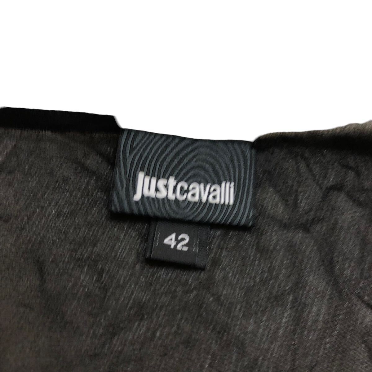 S201⑥ JUST cavalli ジャストカヴァリ シルク96% ブラウス シフォンブラウス トップス 長袖 絹 silk レディース 42 ブラック 黒