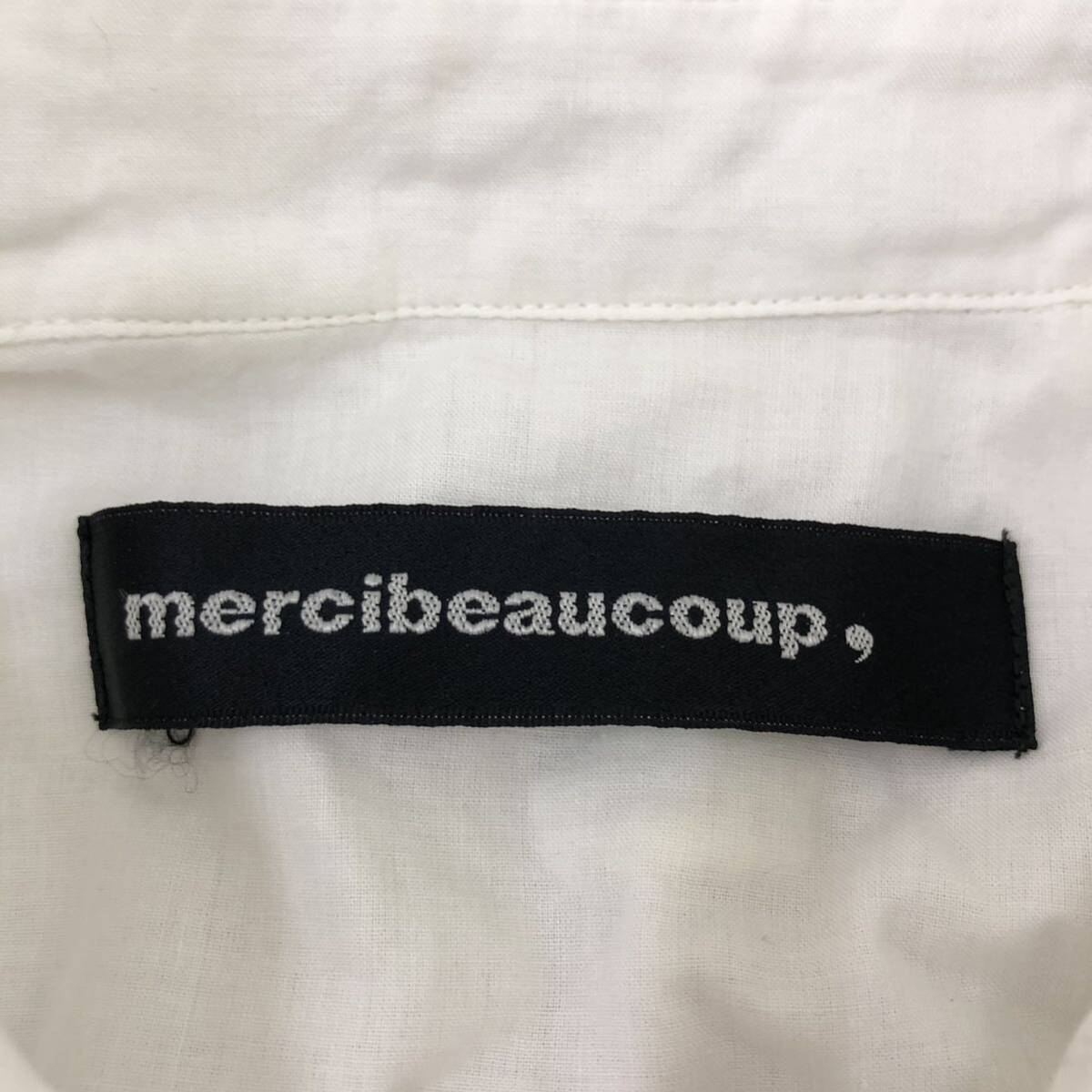 B383-13 mercibeaucoup, メルシーボークー シャツ ブラウス トップス 半袖 フロントボタン 刺繍 デザイン ホワイト 白 レディース 1_画像8