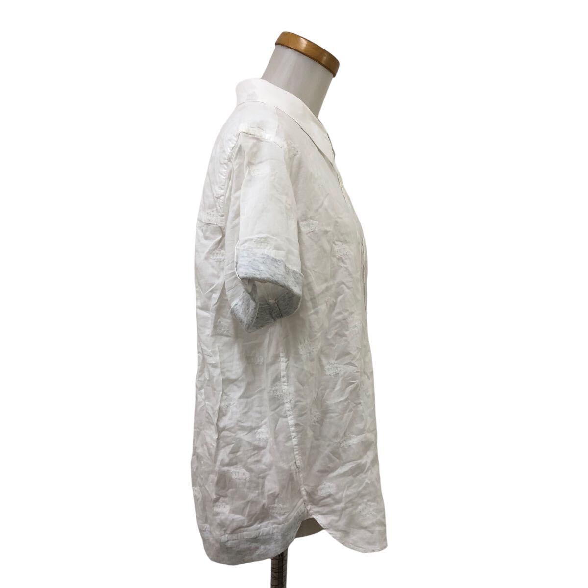 B383-13 mercibeaucoup, メルシーボークー シャツ ブラウス トップス 半袖 フロントボタン 刺繍 デザイン ホワイト 白 レディース 1_画像7