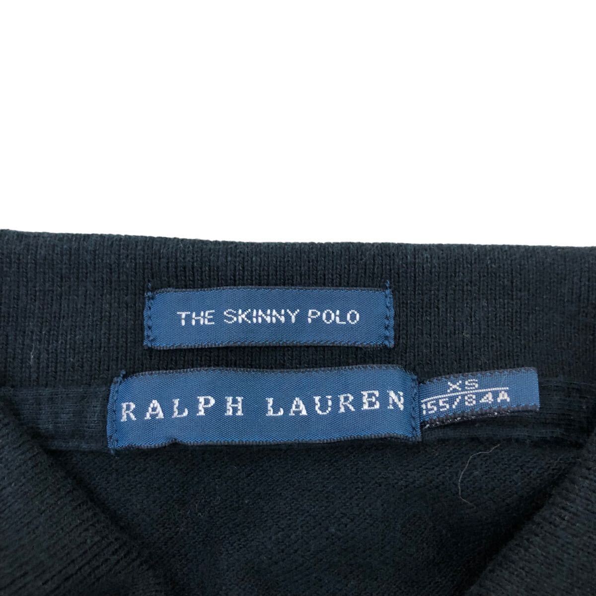 B383-14 RALPH LAUREN ラルフローレン THE SKINNY POLO 半袖 ポロシャツ シャツ トップス カットソー ビッグポニー ブラック レディース XS_画像8