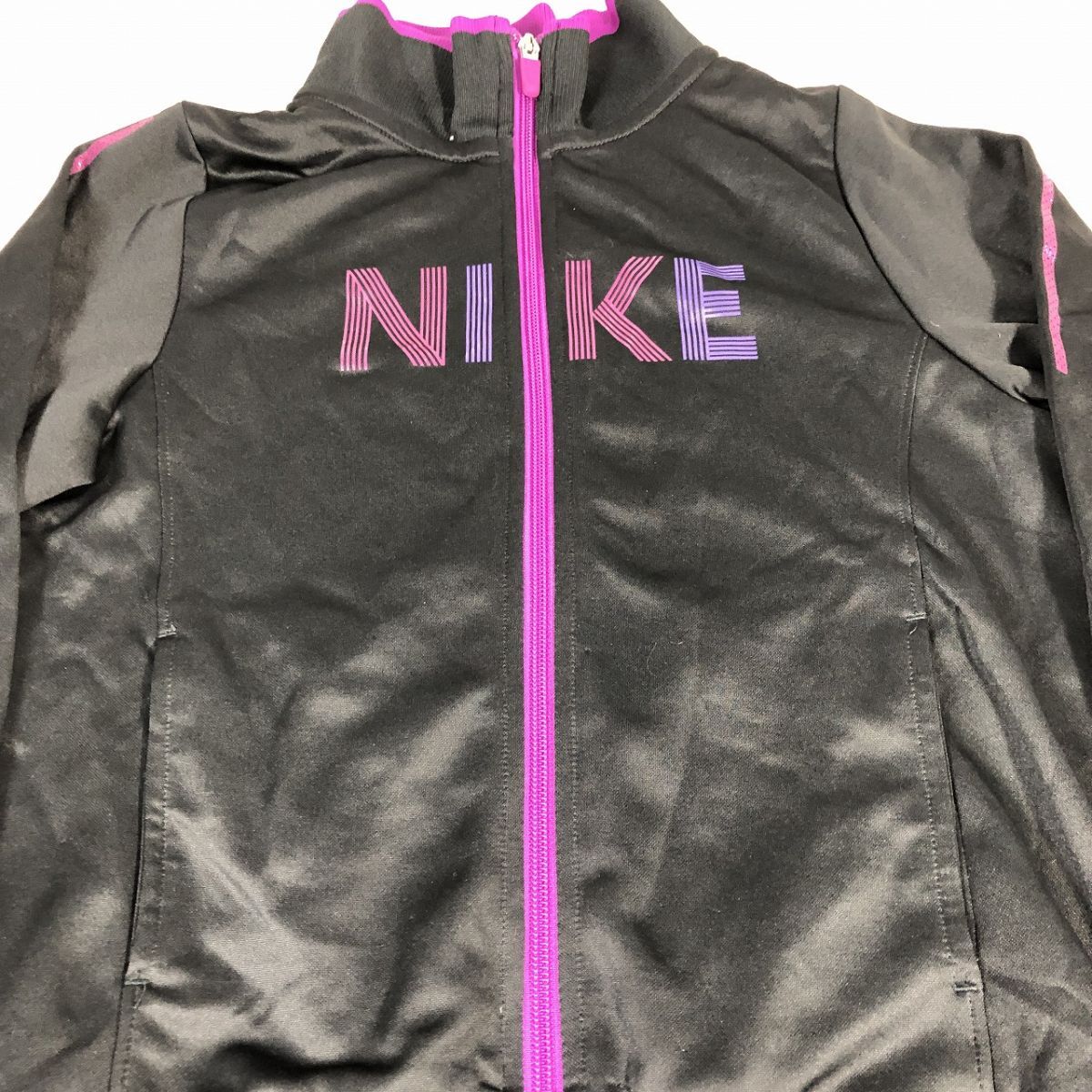 Nike NIKE nylon jersey pants top and bottom men's M black X purple beautiful goods 