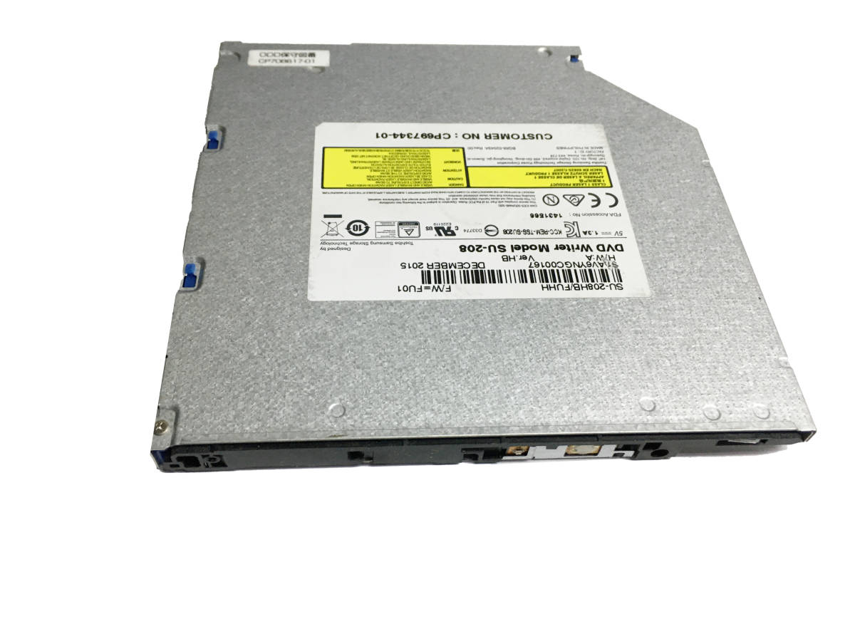 【中古パーツ】Toshiba-Samsung ウルトラスリムDVDドライブ ノートパソコン用 内蔵DVDスーパーマルチ 厚さ9.5mm SATA RW■SU208 ベゼル無し_画像1