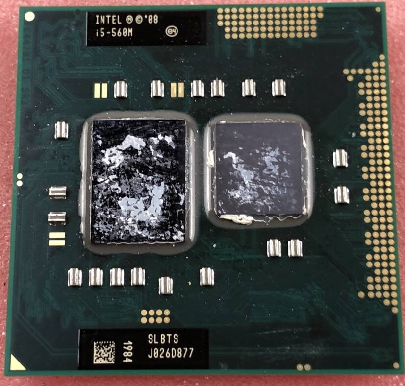 【中古パーツ】複数購入可 CPU Intel Core I5-560M 2.6GHz TB 3.2GHz SLBTS Socket G1(rPGA988A) 2コア4スレッド動作品 ノートパソコン用_画像2