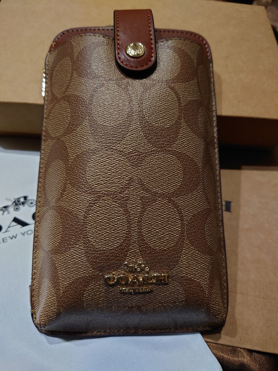 【1スタ】C-428 新品未使用 COACH シグネチャーフォーンショルダー スマホショルダーバッグ _画像2