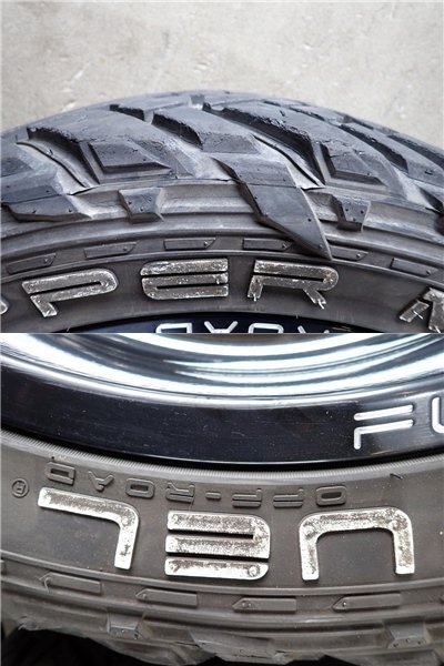 YS8155【送料無料33×12.50R22】FUEL OFF-ROAD D058 FLOW8 中古夏タイヤセット ●22×10J 139.7/6H ET-18●【個人宅配達不可】の画像9