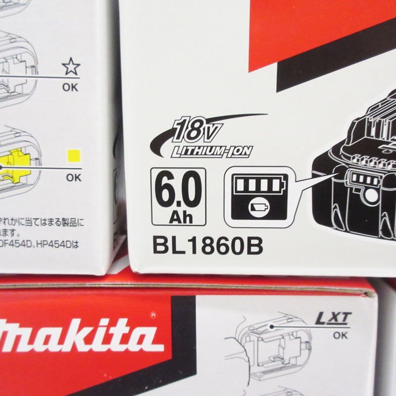 【未使用】makita(マキタ) 純正 18V リチウムイオンバッテリー BL1860B 6.0Ah 急速充電対応 8個セット 化粧箱付き【/D20179900034993D/】の画像2