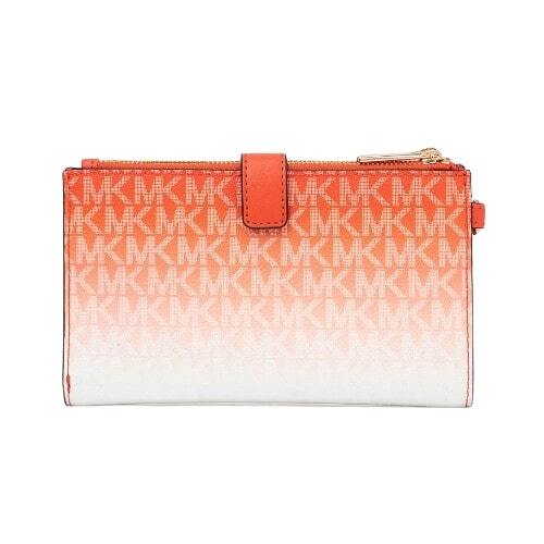 【新品 未使用 正規品】マイケルコース MICHAEL KORS JET SET TRAVEL ダブルジップ 長財布 レディース ウォレット オレンジ系 MK-221