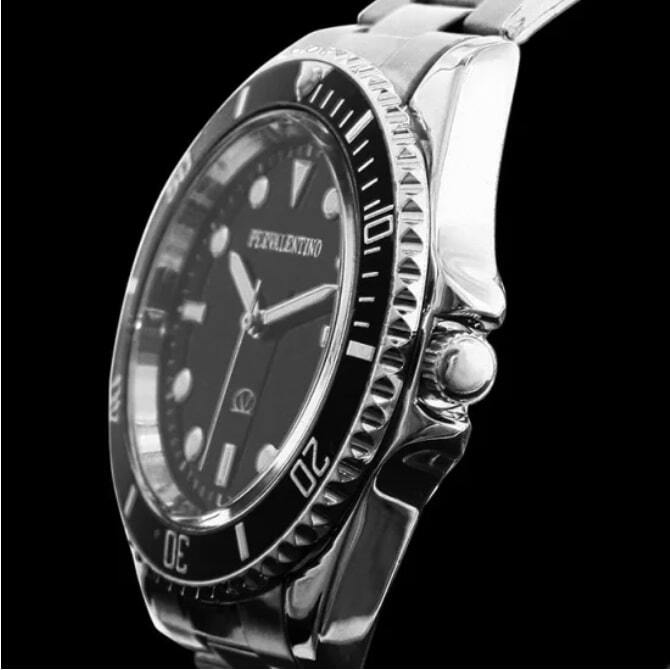 【新品 未使用】ペレバレンチノ・ブラックシルエット 腕時計 メンズ シルバー クール カジュアル【B-00019】_画像4