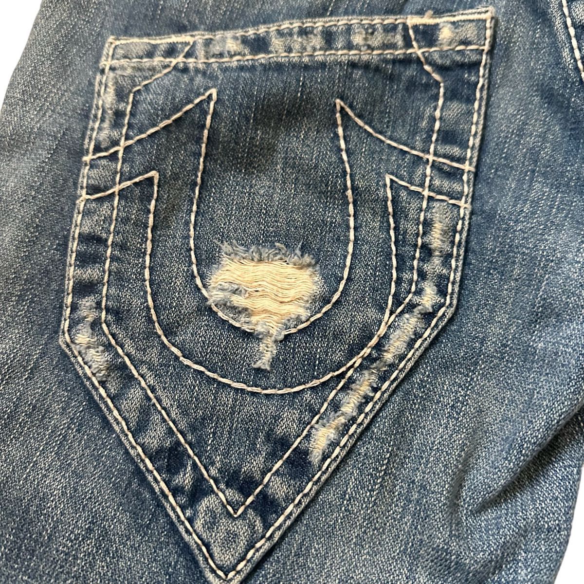 トゥルーレリジョン　太ステッチ　ダメージ　ローライズ　True Religion